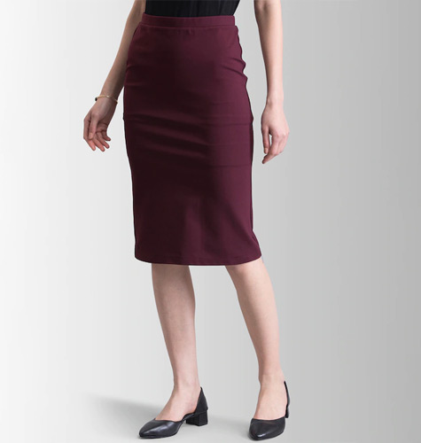 Women Maroon Solid Straight Skirt